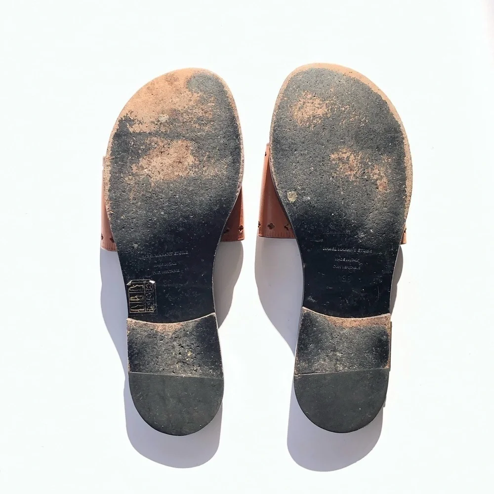 Isabel Marant Etoile Jiany Cognac Cut Out Leather Slide Sandals 38 - Picture 13 of 13